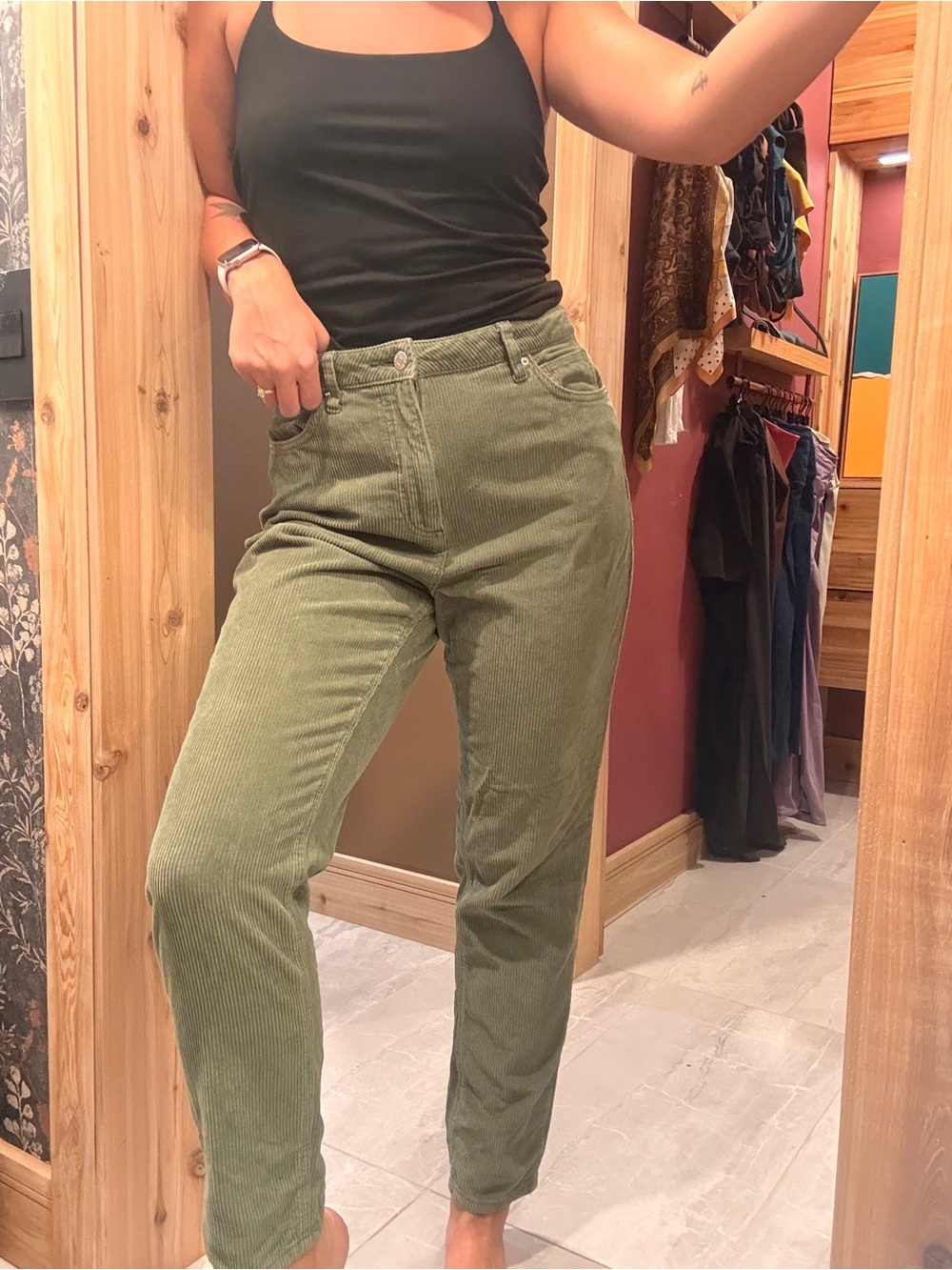 Urban Outfitters Olive Green Straight-Leg Corduroy Pants